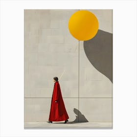 Person In Red Coat With Yellow Balloon Canvas Print