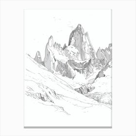 Cerro Torre Argentina Chile Line Drawing 6 Canvas Print