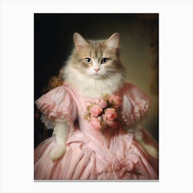 Cat In A Dress Rococo Style Canvas Print