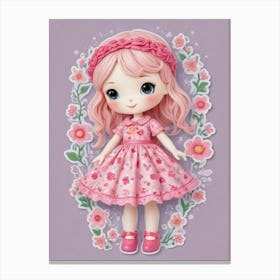 Pink Flower Girl Canvas Print