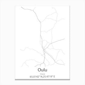 Oulu,Finland Minimalist Map Canvas Print