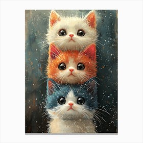 Cute Cats Stacked Together 10 Canvas Print