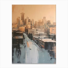 Seattle Brushstroke Cityscape Canvas Print