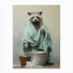 Laundry Racoon. Bathroom print art Canvas Print