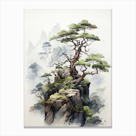 Yakushima Island In Kagoshima, Japanese Brush Painting, Ukiyo E, Minimal 1 Canvas Print