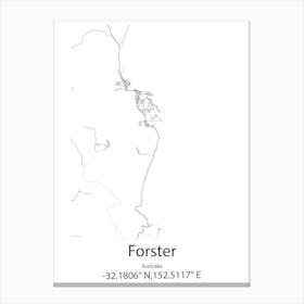 Forster,Australia Minimalist Map Canvas Print