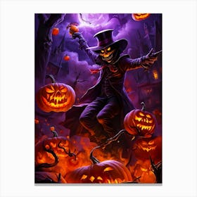 Halloween Witch With Pumpkins 1 Canvas Print