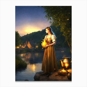 Lady By The River Canvas Print