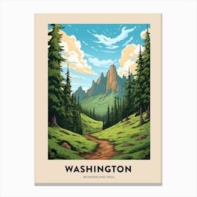 Wonderland Trail Usa 2 Vintage Hiking Travel Poster Canvas Print