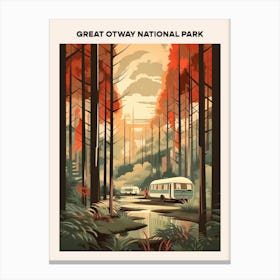 Great Otway National Park Midcentury Travel Poster Canvas Print