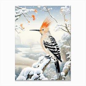 Winter Bird Painting Hoopoe 4 Canvas Print