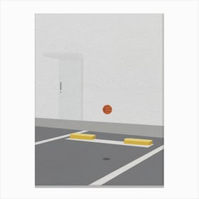 Minimal art Basketball In A Parking Lot Canvas Print