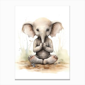 Elephant Painting Practicing Yoga Watercolour 1 Canvas Print