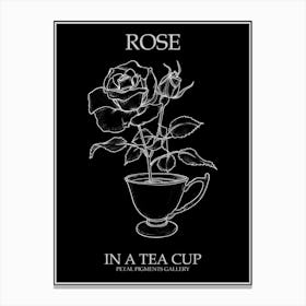 Rose In A Tea Cup Line Drawing 1 Poster Inverted Canvas Print