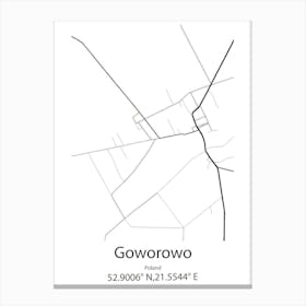 Goworowo,Poland Minimalist Map Toile