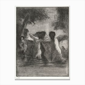Four Bathers (1895), Camille Pissarro Canvas Print