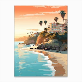 Laguna Beach California Mediterranean Style Illustration 3 Canvas Print