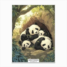 Giant Panda Family Sleeping In A Cave Poster 3 Canvas Print