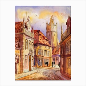 Watercolor Of Old Town Vienna Canvas Print