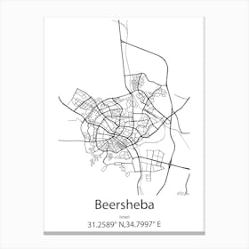 Beersheba,Israel Minimalist Map Canvas Print