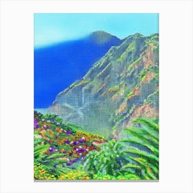 La Palma Canary Islands Spain Pointillism Style Tropical Destination Canvas Print
