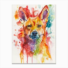 Dingo Colourful Watercolour 1 Canvas Print