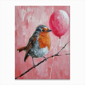 Cute Robin With Balloon Canvas Print