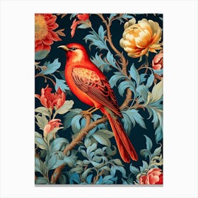 Red Bird On A Branch Canvas Print