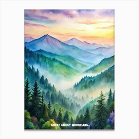 Great Smoky Mountains National Park Watercolor Painting Canvas Print