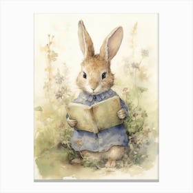 Bunny Reading Rabbit Prints Watercolour 6 Canvas Print