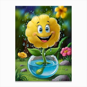 Yellow Flower In Water Canvas Print