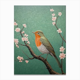 Ohara Koson Inspired Bird Painting Robin 1 Canvas Print