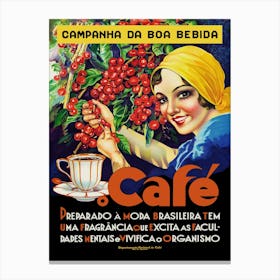 Cafe O Cafe - coffee vintage poster, coffee poster Canvas Print