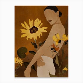 Lady With Sunflowers Canvas Print