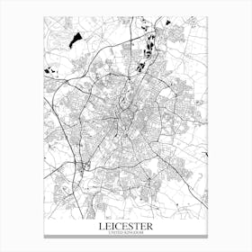 Leicester White Black Map Canvas Print