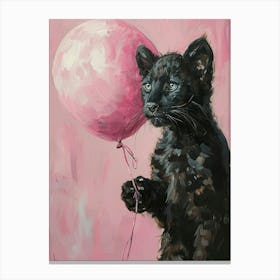 Cute Panther 1 With Balloon Canvas Print