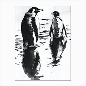 Emperor Penguin Admiring Their Reflections 1 Canvas Print