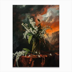 Baroque Floral Still Life Lily Of The Valley 2 Canvas Print