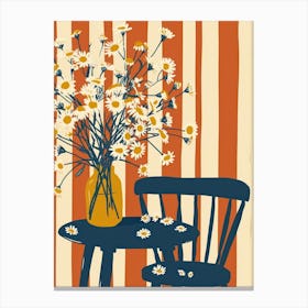 Daises Flowers On A Table   Contemporary Illustration 4 Canvas Print