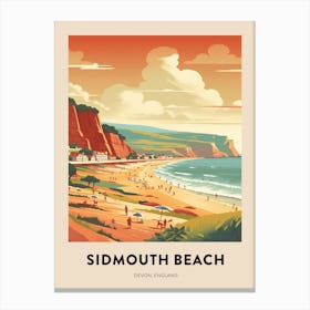 Devon Vintage Travel Poster Sidmouth Beach 2 Canvas Print