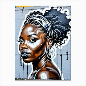 Graffiti Mural Of Beautiful Black Woman 342 Canvas Print