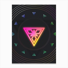 Neon Geometric Glyph in Pink and Yellow Circle Array on Black n.0161 Canvas Print