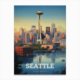 Seattle Living Room Vintage Retro Canvas Print