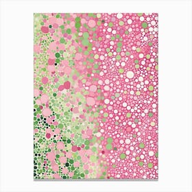 Pink And Green Dots Canvas Print