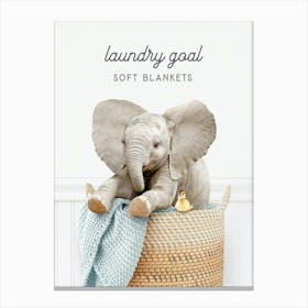 Baby Elephant Laundry Goal Soft Blankets Canvas Print