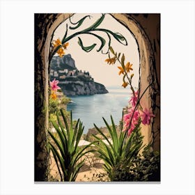 Amalfi Coast, Flower Collage 9 Canvas Print