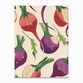 Turnip Root Vegetable Pattern Illustration 3 Canvas Print