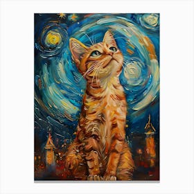 Starry Night Cat 14 Canvas Print