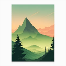 Misty Mountains Vertical Composition In Green Tone 94 Canvas Print