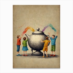 Children Playing With A Teapot Canvas Print